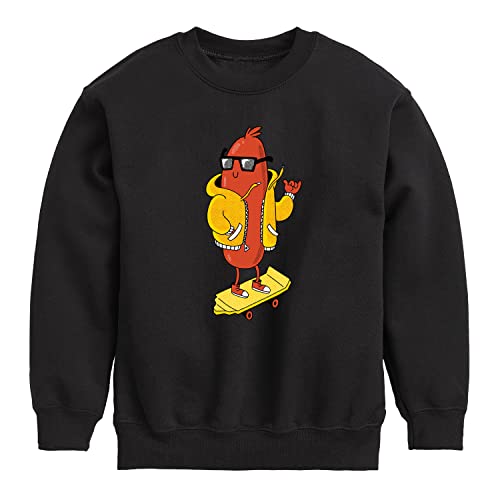 Instant Message - Hot Dog Skater - Toddler And Youth Crewneck Fleece Sweatshirt