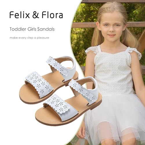 Image of Felix & Flora Toddler Girl Sandals -Flower Girl Dress Shoes Open Toe Little Kid Flats