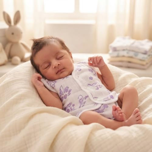 Image of Pure Muslin Baby Jhabla, Soft and Comfortable, Newborn