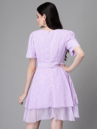 Image of Global Republic Floral Print Cotton V-Neck Half Sleeve Dress for Women