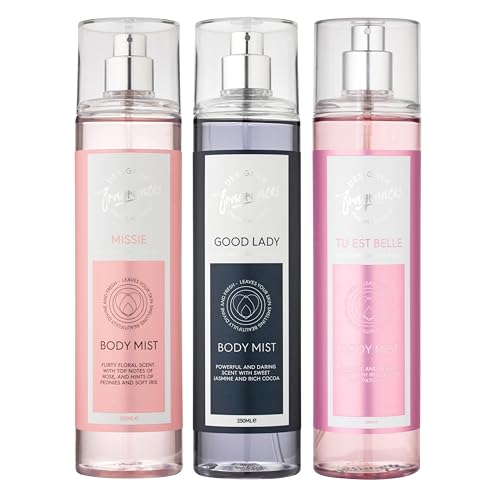 Designer Fragrances 3 Pack Assorted Bundle - Tu Est Belle - Good Lady - Missie - Womens Feminine Body Mist Sprays - For Silky Soft Beautifully Smelling Divine & Fresh Skin Great Gifts - 250ml