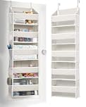 ULG 1-Pack Over Door Organizer with 5 Large Pockets 10 Mesh Side Pockets, 45lbs Weight Capacity Hanging Storage Organizer with Clear Window for Bedroom Bathroom Kitchen, RV, Camper, Beige