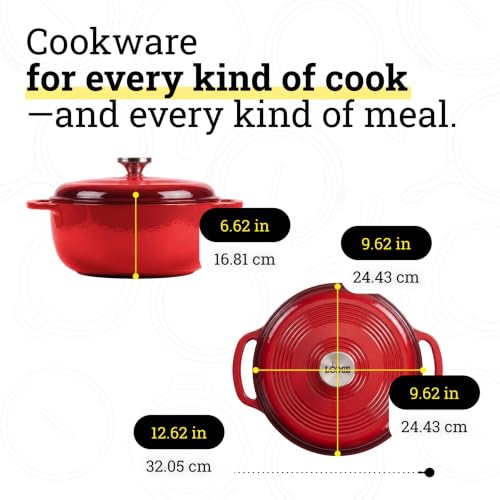 Lodge Essential Enamel Cast Iron Dutch Oven, 4.5 Quart, Island Spice Red - image 6
