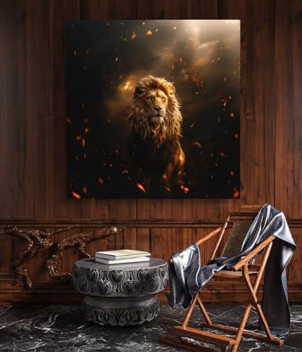 Portrait de lion au soleil couchant pour créer une ambiance chaleureuse et royale
