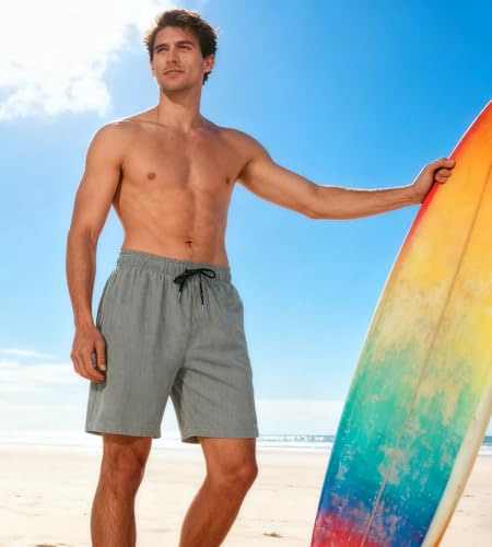Image of HODOSPORTS Mens 7 inch Swim Trunks with Compression Liner S-6XL Quick Dry Swimming Shorts Zipper Pockets Swimsuits