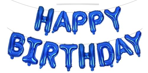 DazzJoy Guirnalda de globos de papel de aluminio de 16 pulgadas, color azul, globos con letras para fiesta de cumpleaños