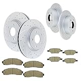 Acinoparts Brake Kit for Chevy Malibu Cobalt Pontiac G5 G6 Saturn Aura Replacement Front (11.65 inch) and Rear (10.63 inch) Drilled & Slotted Disc Brake Rotors Ceramic Brakes Pads