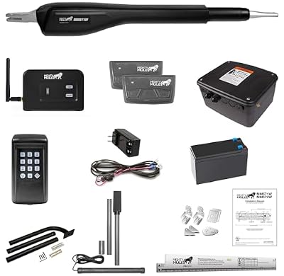 Mighty Mule Gate Opener, Solar and Smart Ready, Heavy Duty Automatic Gate Opener, Gates up to 18ft or 850lb, Single Gate Opener - Estate, Upgraded, MM571W-EST-A
