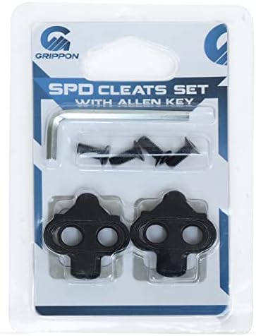 Grippon SPD Cleats for Cycling Shoes Compatible with Shimano – Pair of Black Bike Cleats with Metal Plates – Ideal for Indoor Cycling & Outdoor Road Biking Shoes – Allen Key Included