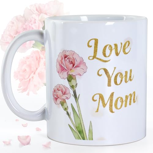 Elitekwell Mom Mug Mothers Day Coffee Cup Carnation Ceramic for Women