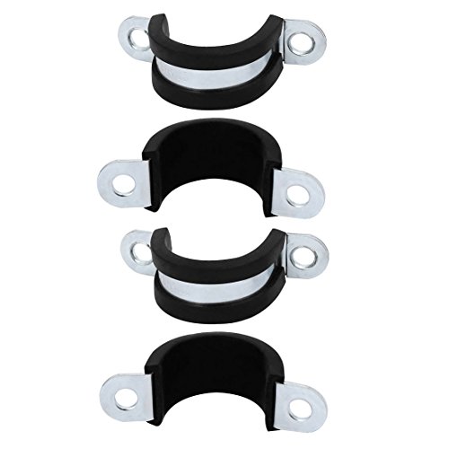 Aexit M25 EPDM Clamps Rubber Lined U Shaped Pipe Tube Strap Clamps Clips Strap Clamps Fasteners 4pcs
