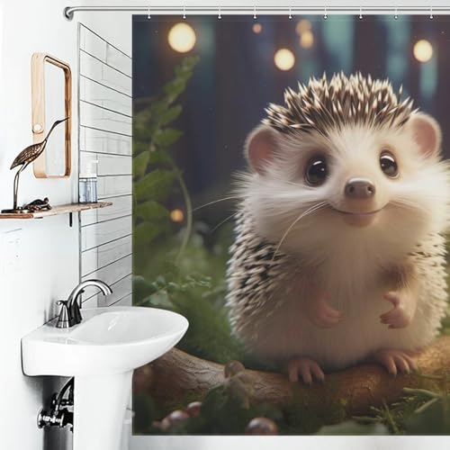 Rideau de douche hérisson facile à nettoyer grâce à son textile polyester hydrofuge