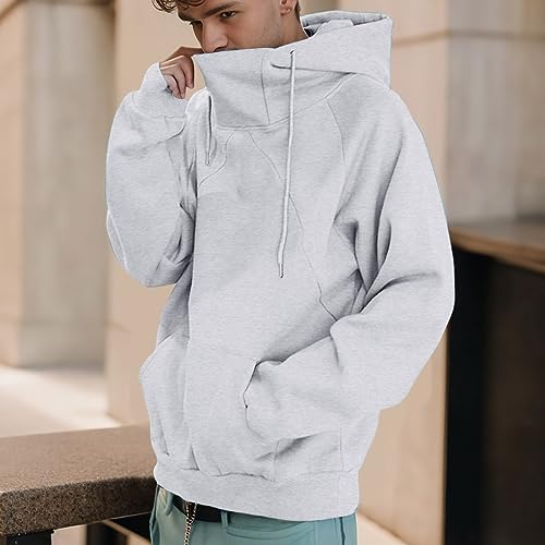 Mens Turtleneck Hoodies Oversized Long Sleeve Hooded Sweatshirts Fall Winter Fleece Warm Casual Hoodie with Pocket2