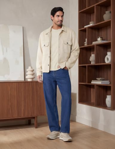 Image of Amazon Brand - Symbol Men 100% Cotton Relaxed Straight Fit Jeans | Casual Denim | Available in Plus Sizes