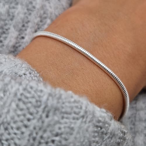 Charm Bracelet 925 Sterling Silver Bracelets for Women 2mm Dainty Snake Chain Bracelet Jewelry Gifts for Her3