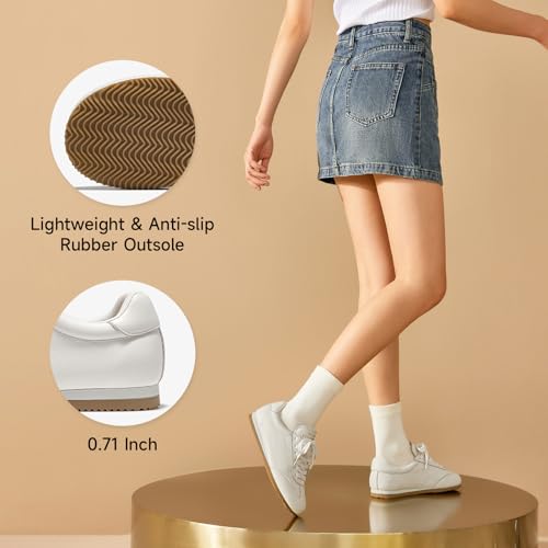 BEAU TODAY Womens White Sneakers, Fashion White Flats Women, Leather Sneaker Comfortable Slip On Casual Shoes for Travel Tennis Walking3