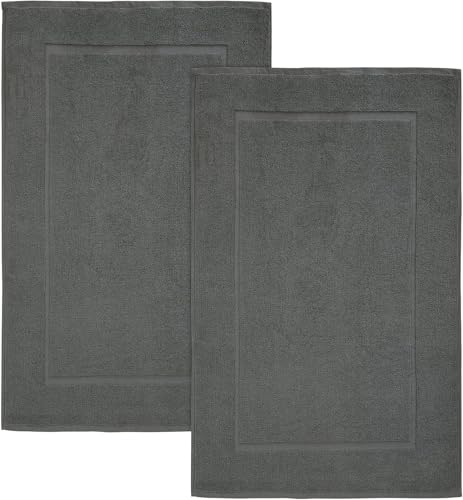 Bliss Casa Premium 100% Ring Spun Cotton Bath Mat, Bathroom Floor Towel Set - Pack of 2 Super Soft & Absorbent Luxury Hotel, Spa, Shower & Bath Tub Floor Mats Machine Washable 32"x20" (Grey)