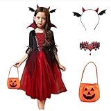 [Stabbon] ハロウィン コスプレ 子供ハロウィン コスプレ 子供 死神 ハロウィン コスプレ ペア 子供 吸血鬼 ドラキュラ 衣装 ヴァンパイア ワンピース 仮装 キッズコスチューム 女の子 なりきり 変装 万聖節 ハロウィン パーティー イベント (レッド,100)