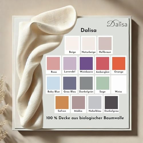 Dalisa 100% Bio-Baumwolldecke aus türkischer Baumwolle-GOTS-Zertifiziert, dick, gemütlich und klobig-perfekt für Couch, Bett und Heimdekoration - Boho Vintage Knit Alina (Blau, 150x200 cm)