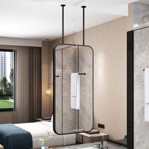 Miroir de salle de bain rectangulaire pour plafond sans fixation murale 40x80cm