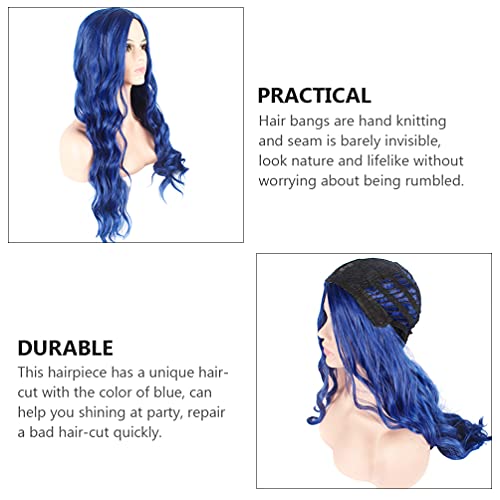 Beaupretty Peruca longa ondulada para o dia das bruxas com cabelo azul linda peruca natural