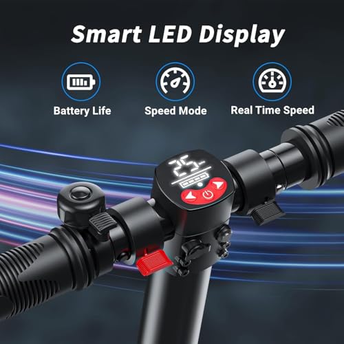 Image of Caroma Electric Scooter Adults,450W Peak Foldable E-Scooter,16 MPH,21 Miles | 3 Speeds & 15 Climb, UL2272 EABS Brake,Smart LED Display Lights, Foldable Frame For Kids 8+, Teens Women Commute Travel