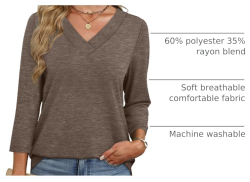 Image of XIEERDUO 3 /4 Length Sleeve Womens Tops V Neck T Shirts Summer Clothes Basic Blouses Dressy Casual 2026 Spring Outfits