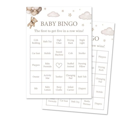 InvitationHouse Teddy Bear Baby Shower Bingo Game – Set of 30 Cards (Gender Neutral)