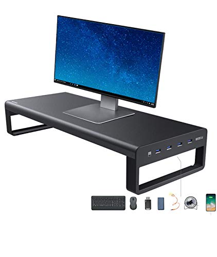 モニター台机上台usbpc画面台usbまっ木の足製テレビ台４つusb3 0ポート固定5gbps高速ダウンロードピンクボタンサイズ54 5 9cmブラック Blackfridayブラックフライデー21