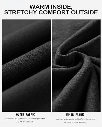 Roadbox Thermal Underwear for Men: Fleece Lined Long Johns Base Layer Long Sleeve Top & Bottom Set4