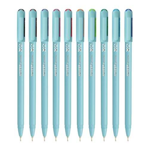 Image of Hauser XO 0.7mm 10 Vibrant Ink Multicolor Ball Pen Set Blister Pack of 3-Total 30 Pens| Smooth Ink Flow | Minimalistic Pastel Body, Comfortable Grip | For Writing, Doodling, Coloring & Mandala Art