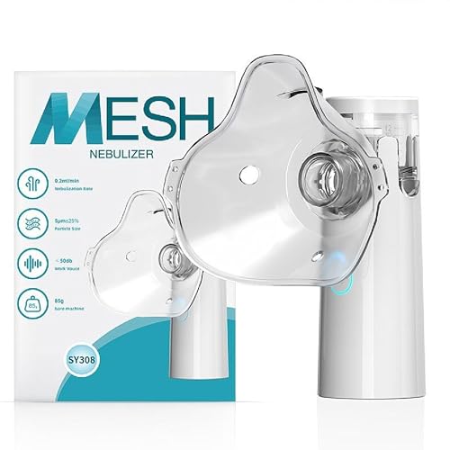Image of Portable Mesh Nebulizer, Silent Operation, USB Rechargeable, Adult and Child Masks, Medical Grade, White