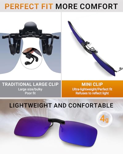 Image of TERAISE Polarized Clip on Sunglasses Over Prescription Glasses Anti-Glare UV400 for Men Women Driving Travelling Outdoor