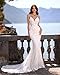 White Mermaid Wedding Dresses Long for Women Boho Beach Lace Bridal Gowns for Bride Bohemian Wedding Dress with Train Style04 US4