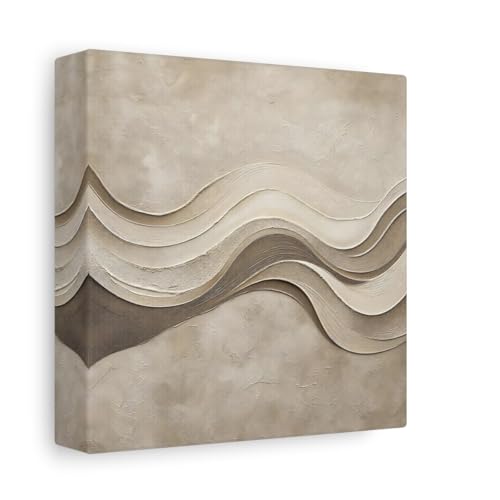 Tableau texturé de luxe beige et marron 15x15 cm sur châssis épais