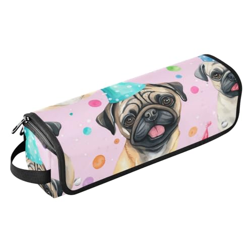Organizador de herramientas para peinado, Bulldog lindo con puntos polka, organizador portátil con tapete resistente al calor para plancha alisadora, rizadora y otras herramientas de peinado