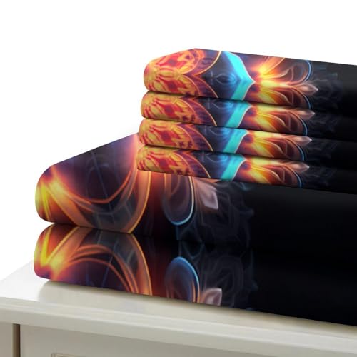 Housse de couette 3D imprimé mandala floral abstrait numérique léger 3 pièces