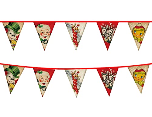 Vintage Style Christmas Pennant Banner - Retro Christmas Garland &