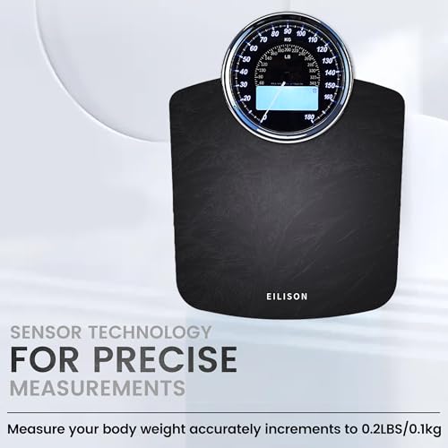 Image of EILISON 2-in-1 Digital & Analog Bathroom Scale, 400 lbs, Large Display