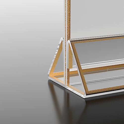 85x11 vertical acrylic sign holder with gold boarder 4 pack clear menu holder for tabletop restaurant retail paper holder picture frame certification frame 85x11 - vertical
