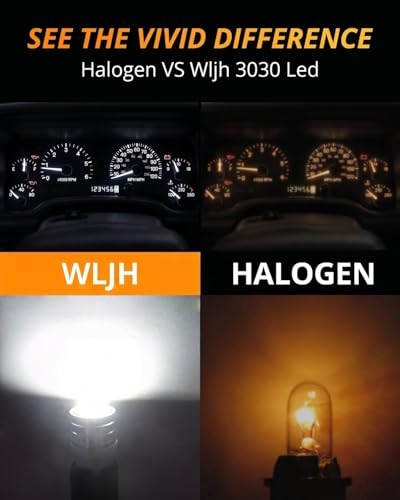 Image of WLJH T10 Led Interior Lights Car Gauge Dashboard Dash Light Instrument Cluster Panel w5w 2825 194 Led Bulb Twist Socket Pc195 Pc194 Pc168 Super Bright 12V (White,Pack Of 6) | 3030 SMD, 200lm, PC194 PC168 PC195, Dimmable, Plug and Play, Dome Map, License Plate, Gauge Instrument Light, 6-Pack