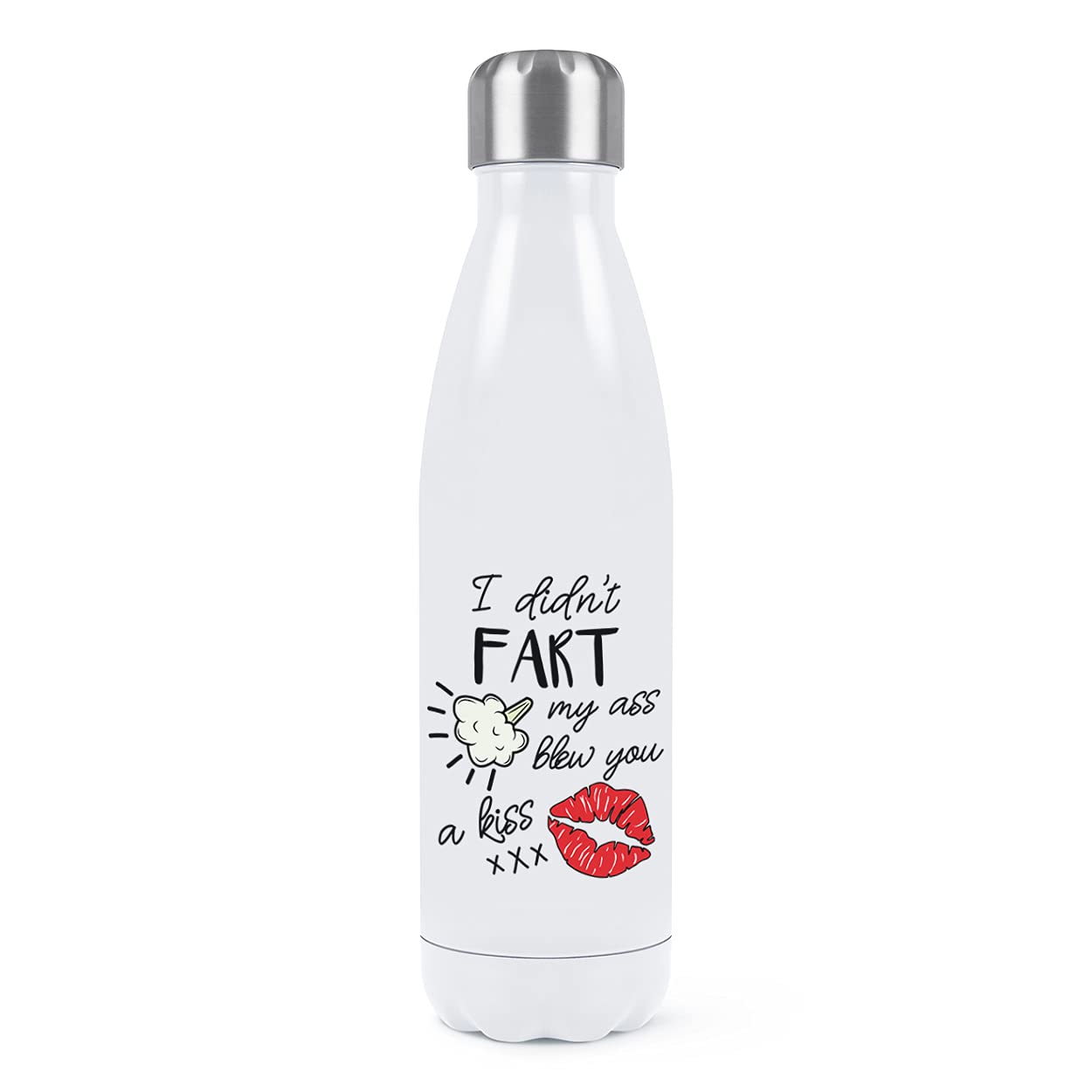 Bouteille isotherme 500ml acier inoxydable cadeau humour double paroi blanc