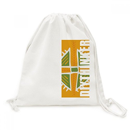 Sac cordon triangle jaune motif totem Mexique en toile pour voyage