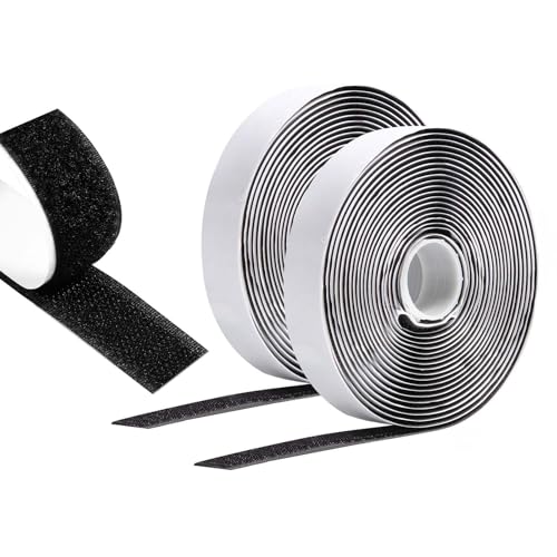 Vinabo Scratch Autocollant Double Face 5 M X 20 MM, Hook Loop Rubans Ruban AdhéSif Puissant à Crochets Et Boucles pour La Couture (Noir)
