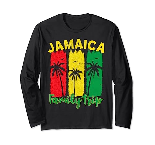 Retro Jamaica Family Vacation Jamaican Holiday Trip Manga Larga