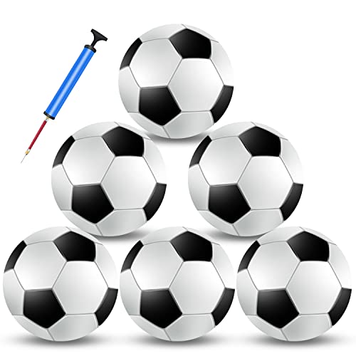 Jiaonun 6 Pack Classic Soccer Balls Size 5 Inflatable With Pump For Kids,Youth And Adults, Black And White Soccer Ball Bulk (Size5,6Pack) #TOP23