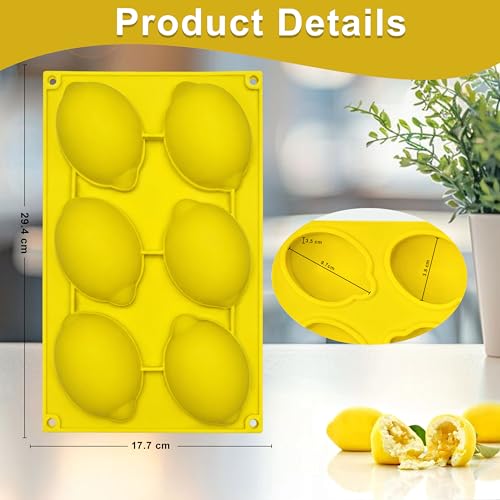 Image of Moldberry Lemon Silicone Mold - 6-Cavity 3D Fruit Shaped Cake Chocolate Jelly Fondant & Ice Cream Molds for DIY Baking Pastry Desserts Pudding Candle Making Non-Stick Multi Use Homemade Treats