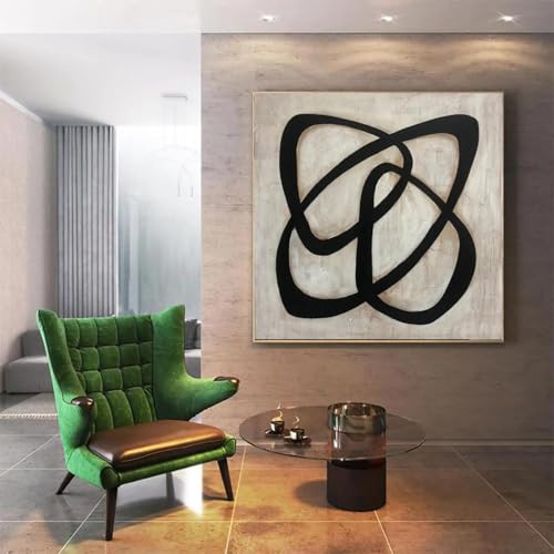 Toile abstraite noir et blanc ZHUOYA 30x30 cm oeuvre originale sans cadre pour salon