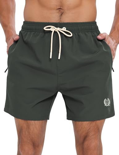 APTRO Herren Badehosen Schnelltrocknend Boardshorts Reißverschlusstaschen Badeshorts mit Mesh-Futter Einfarbig Sport Sho...