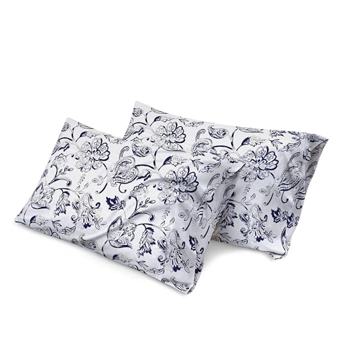 2PCS Single Duvet Cover Set, 100% Egyptian Cotton- 400 Thread Count- Floral Printed Single Bedding Set with Pillowcase